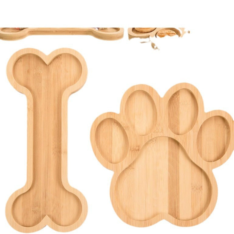 Dog-Paw-Shaped Bone Wooden Or Bamboo Irregular Dinner Plate