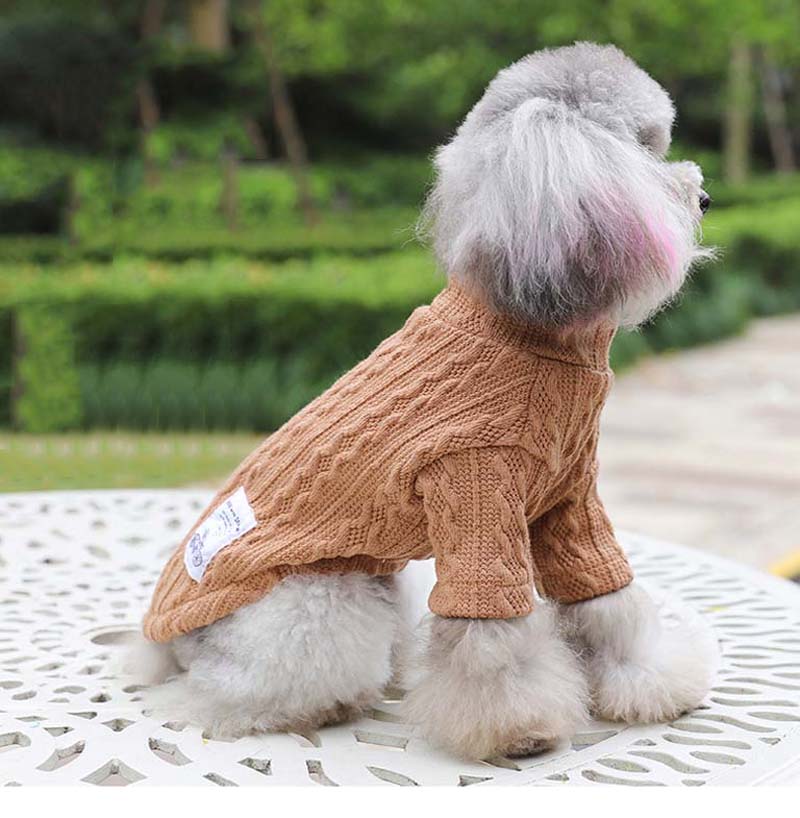 Pure Color Knitted Autumn And Winter Dog Sweater