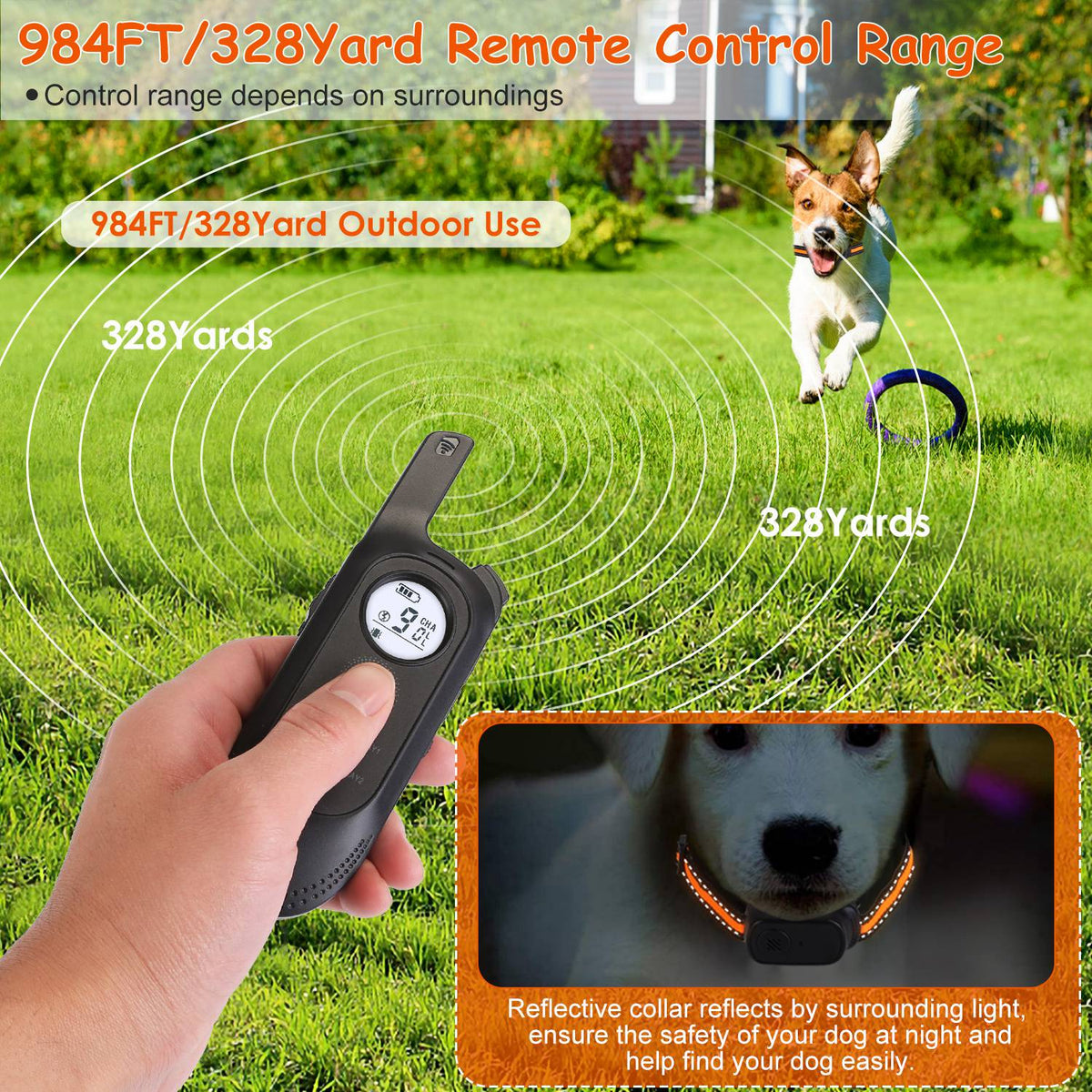 1Pc 984Ft Dog Training Collar Ip65 Waterproof Pet Beep Vibration Electric Shock Collar 3 Channels Rechargeable Transmitter Receiver Trainer