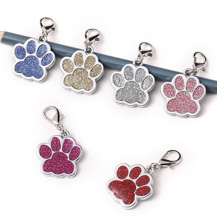 Zinc Alloy Custom Glitter Foot Paw Dog Tag