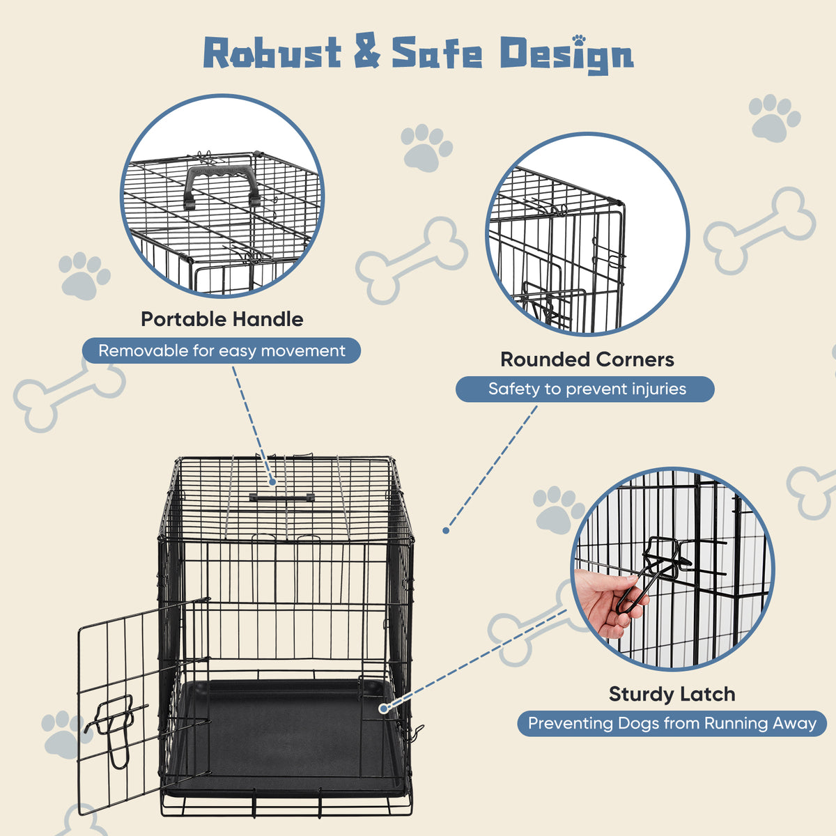 Single Door Dog Cage 24-30 Inch