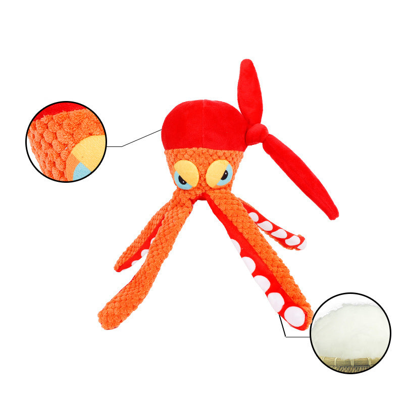 Squeaky Octopus Plush Dog Toy With Creased Paper And Built-In Squeaky - Durable Teeth Grinding Pet Chewing Toy Pet Toys