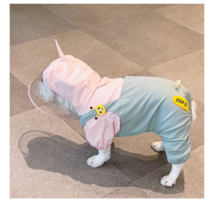 Four Foot Waterproof Full Bag Small And Medium-Sized Dog Raincoat