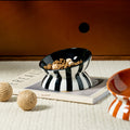 Minimalist Color-Block Striped Elevated Pet Bowl