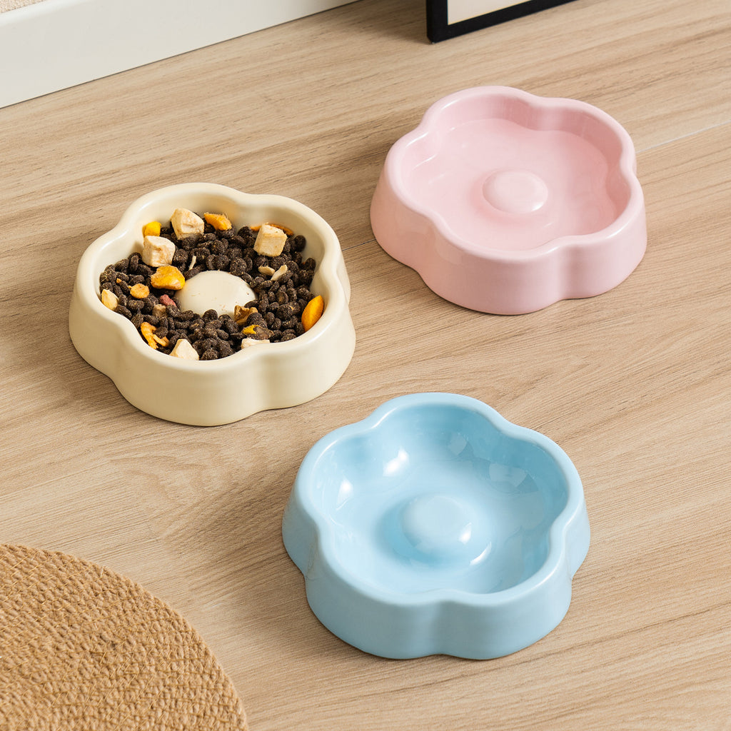 Macaron-Colored Bud-Shaped Ceramic Cat Bowl