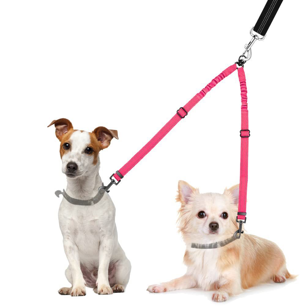 Double Dog Leash With 360 Rotating Reflective Belt
