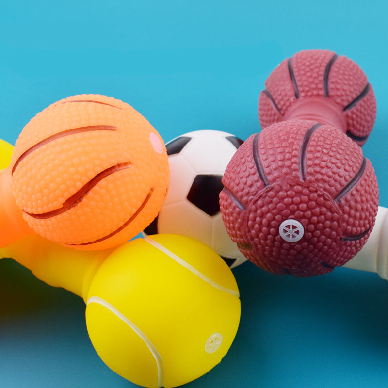 Dog Toys Football Dumbbell Shaped Dog Squeeze Squeaky Pet Chew Toy