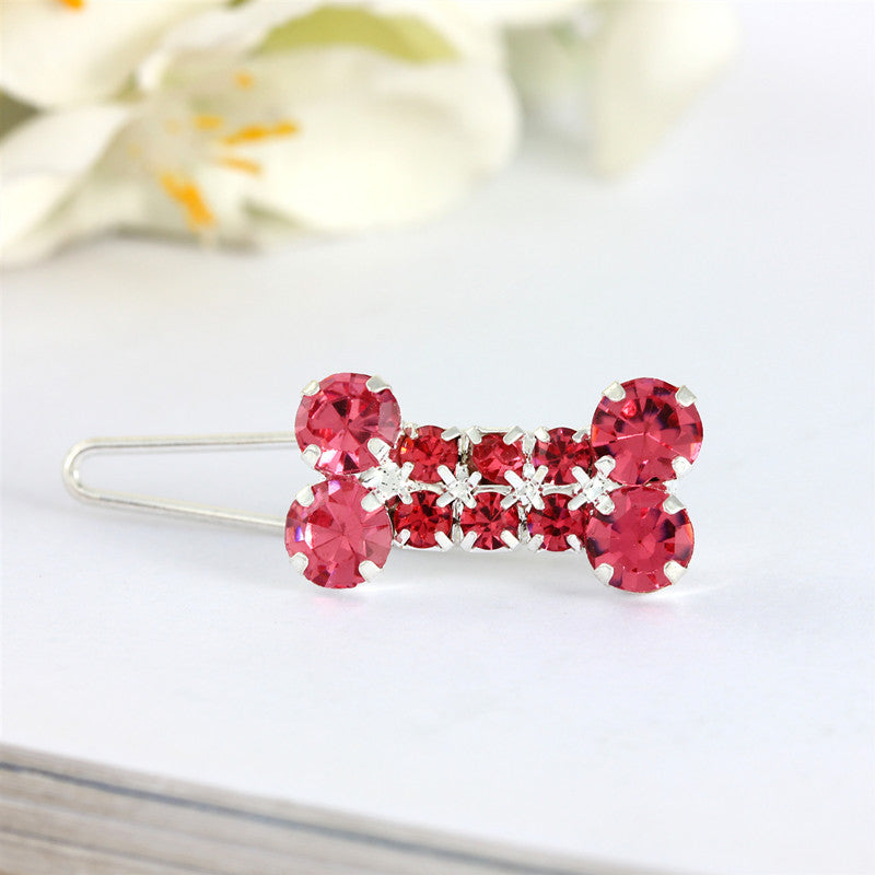 Rhinestone Dog Bone Barrettes