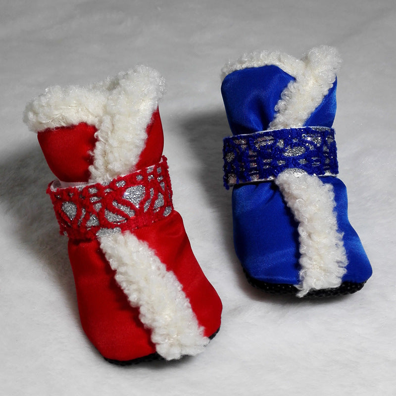 Christmas Pet Shoes Cotton Snow Boots Padded Waterproof
