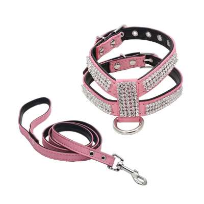 Small Dog K-Shaped Rhinestone Pet Hand Holding Rope Chest Strap Suit