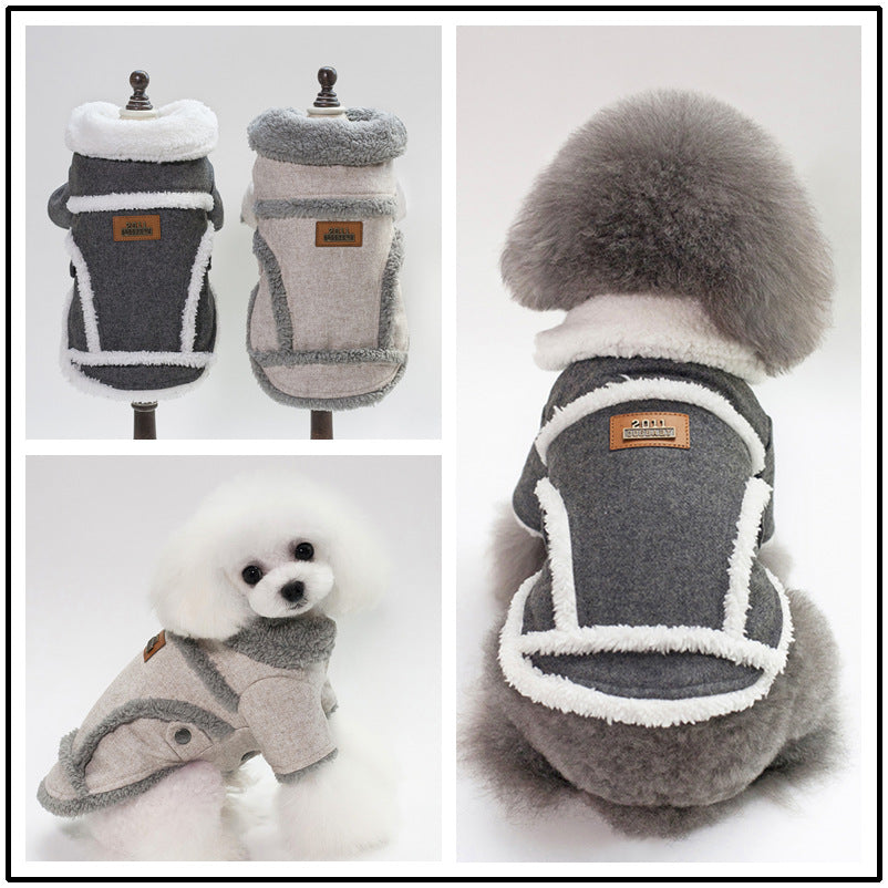 Warm Fleece-Lined Two-Leg Dog Clothes