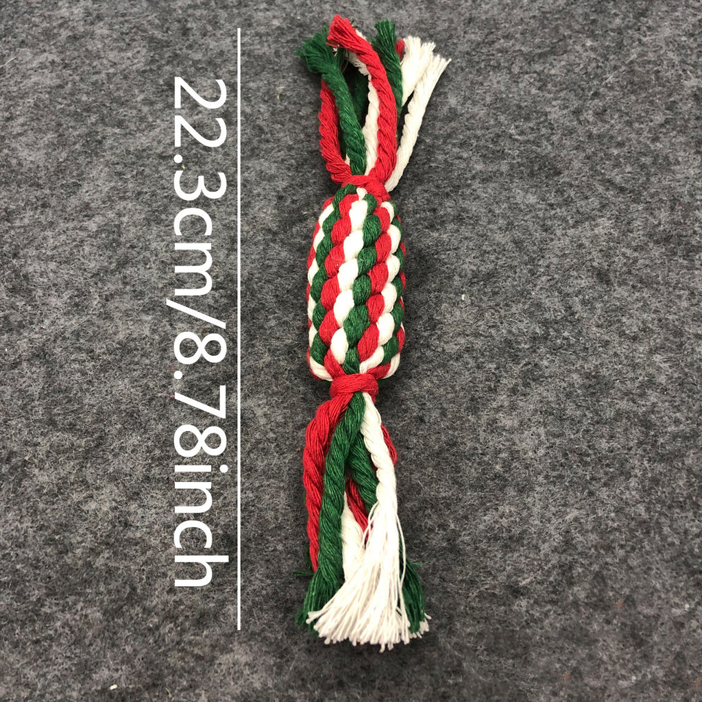 Christmas Pet Cotton Rope Cane Toy Set Bite-Resistant Molar Interactive Dog Toy Teeth Clean Festive Toy For Small Medium Dogs