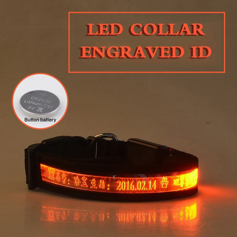 Glow In The Dark Lettering Dog Collar