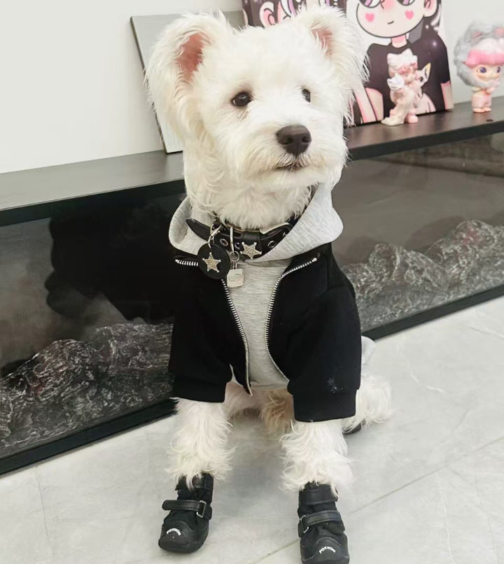 Fake Two Piece Dog Hooded Sweatshirt