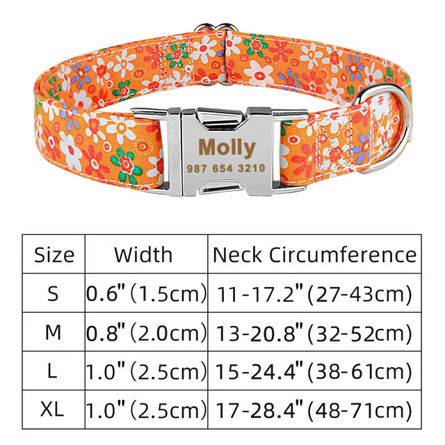 Adjustable Nylon Dog Collar With ID Tag