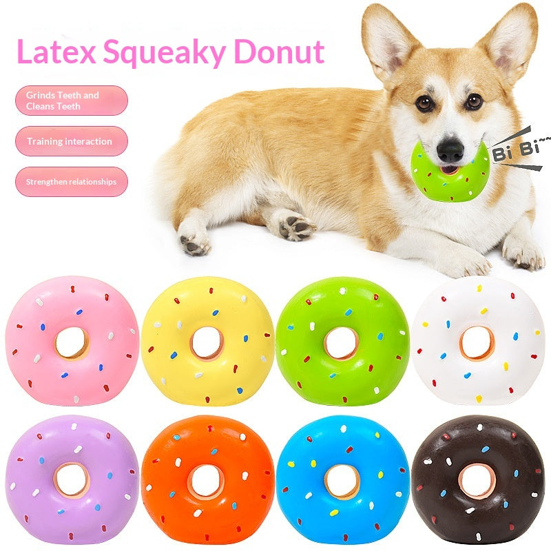 Multi-Color Realistic Latex Donut Pet Toy