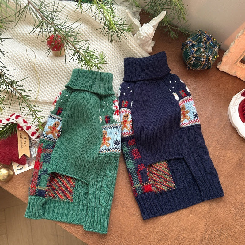 Christmas Snowman Gingerbread Pet Sweater