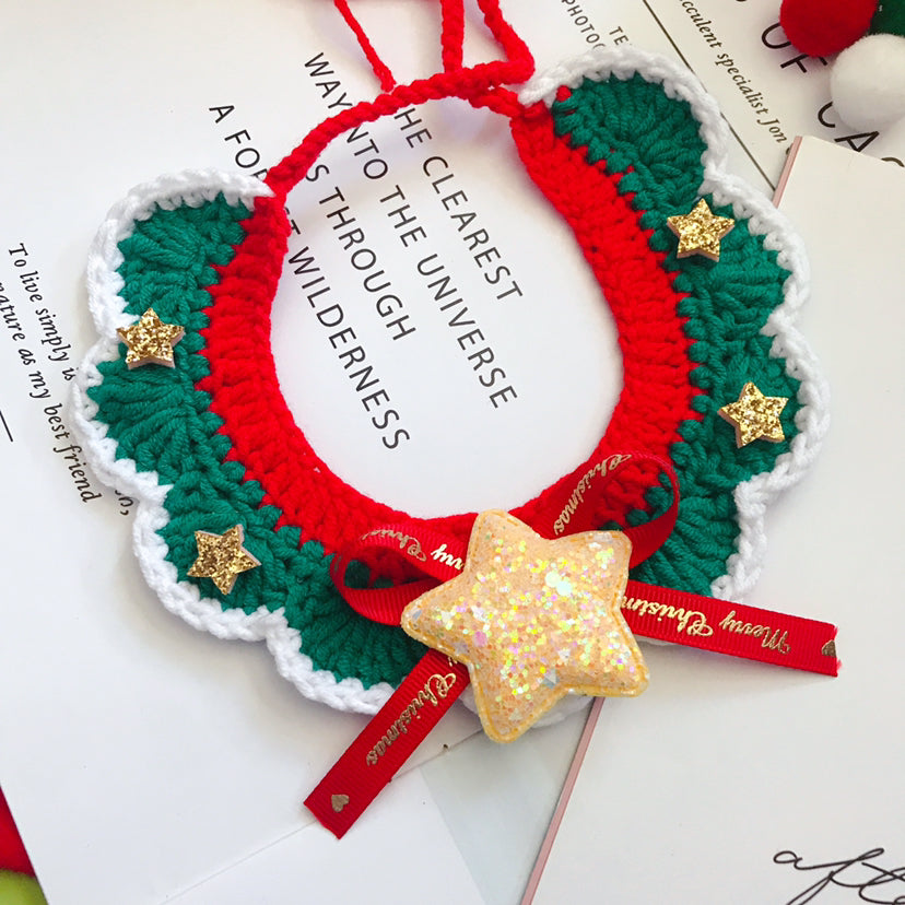 Hand Woven Wool Christmas Pet Collar
