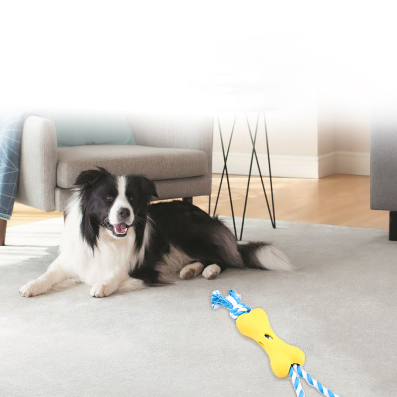 Pet Porous Leaking Bone Rope Knot Toy Gnawing Teeth To Relieve Boredom Can Put Beef Strips Cheese Dog Toy