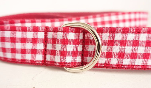Red Plaid Polyester Pet Collar Set