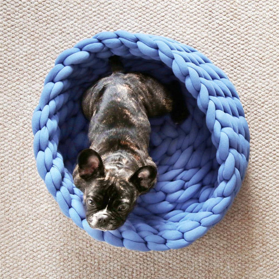 Coarse Wool Hand-Woven Pet Nest Washable Solid Color