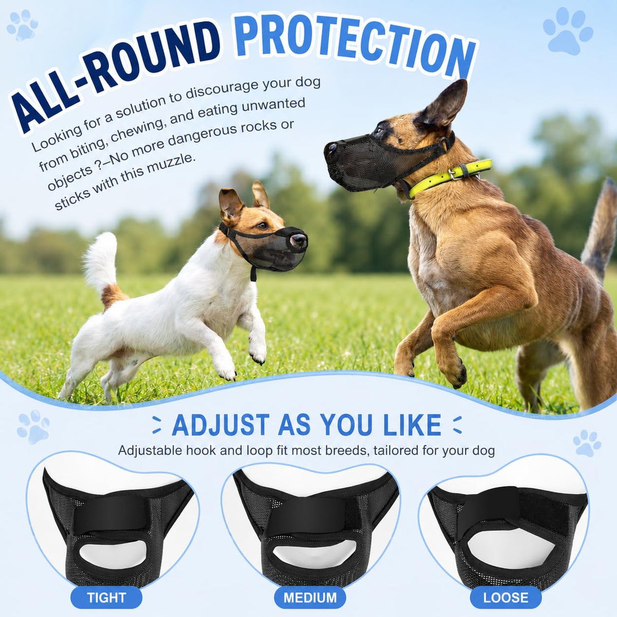 Dog Muzzle, Soft Air Mesh Muzzles For Large Sized Dogs, Breathable Dog Mussels For Scavenging Biting Licking & Barking, Adjustable Mouth Gua