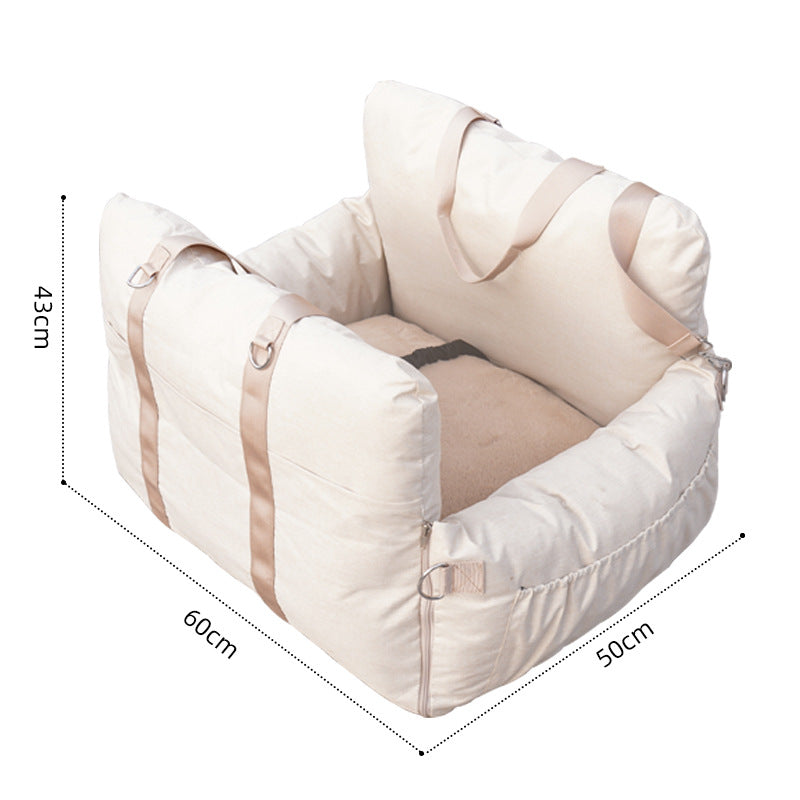 Linen Car Safety Seat Dog Bed