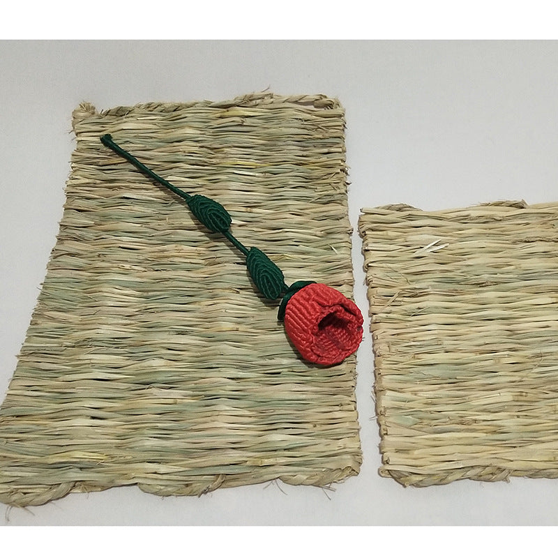 Natural Hay Hand-Woven Pet Mat