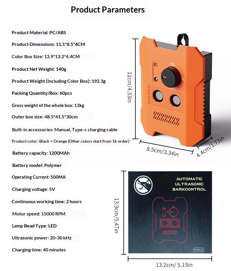 Ultrasonic Outdoor Anti-Bark Dog Training Device