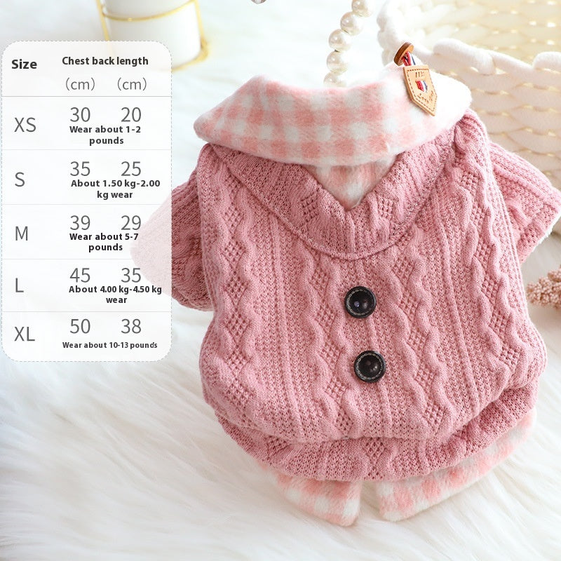 Warm Fake Two-Piece Fleece-Lined Dog Sweater