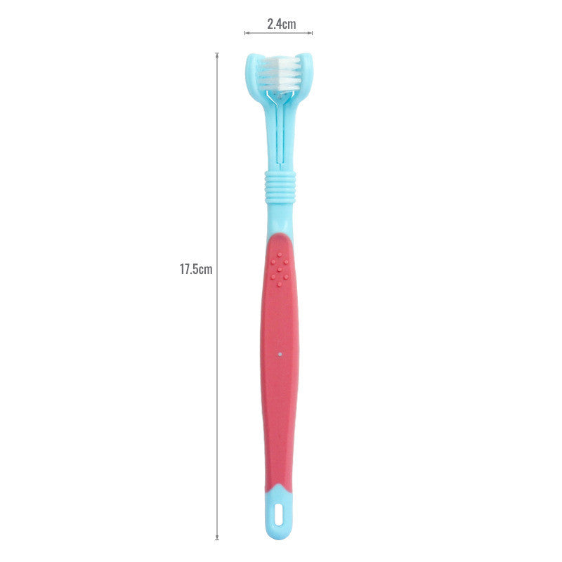 Three-Head Plastic Pet Toothbrush
