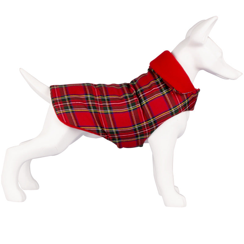Warm Red Plaid Thickened Dog Vest