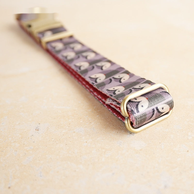 Printed Owl-Patterned Faux-Nylon Pet Collar