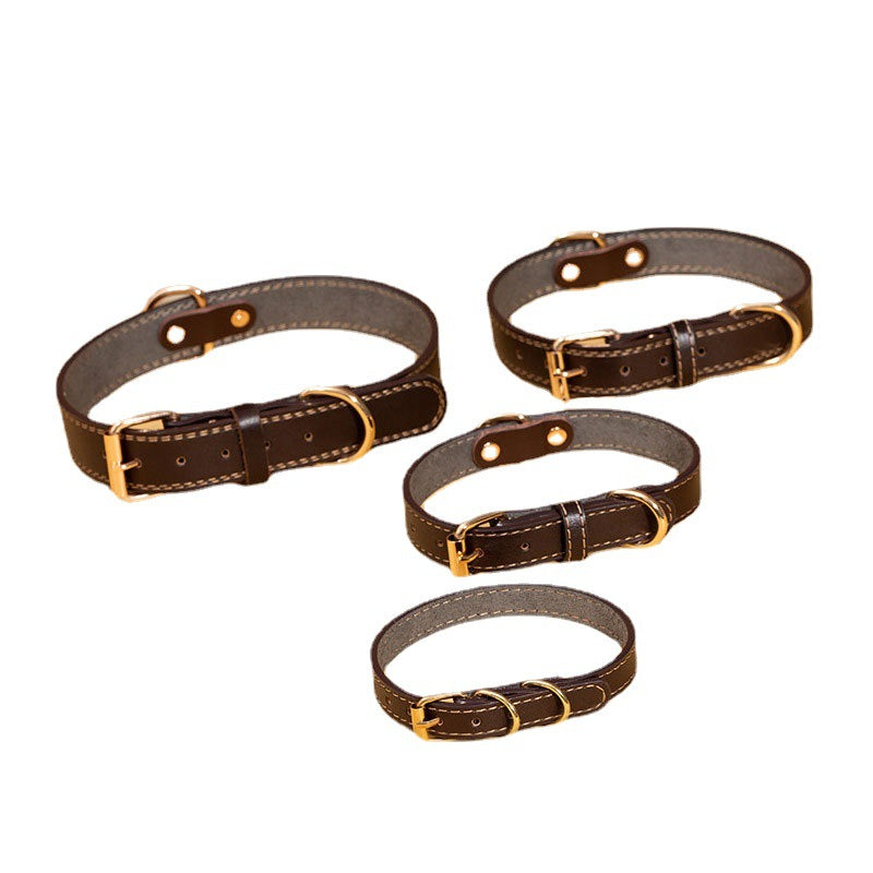 New Dog Pu Leather Tow Rope Collar Belt Solid Small, Medium And Large Dogs Universal 13 15 M
