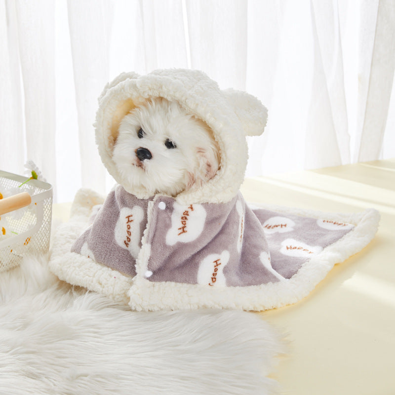 Thickened Flannel Hooded Shawl Pet Pajamas