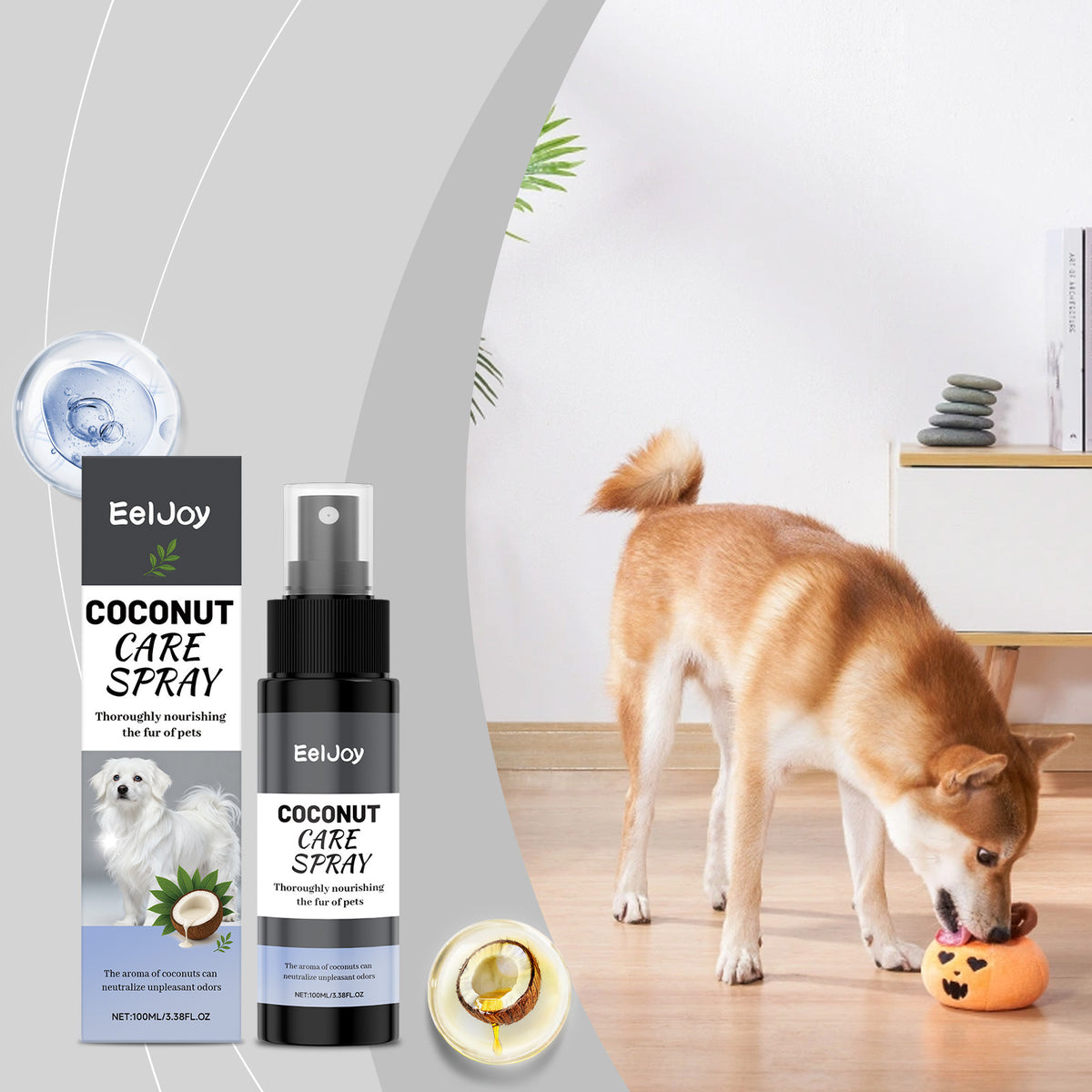 No-Rinse Grooming Spray For Dogs That Smooths Softens And Adds Shine To Their Coat