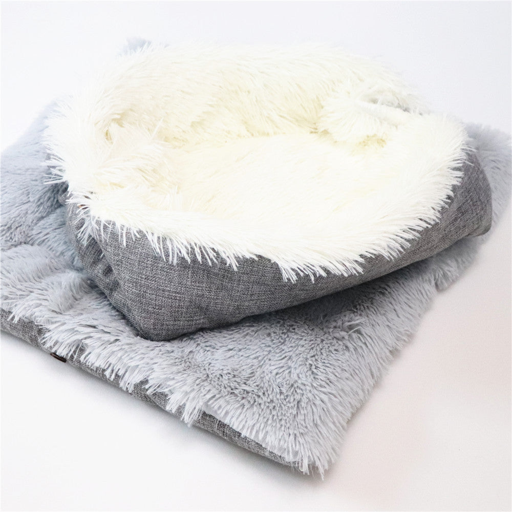 Dual-Purpose Convertible Folding Plush Pet Mat