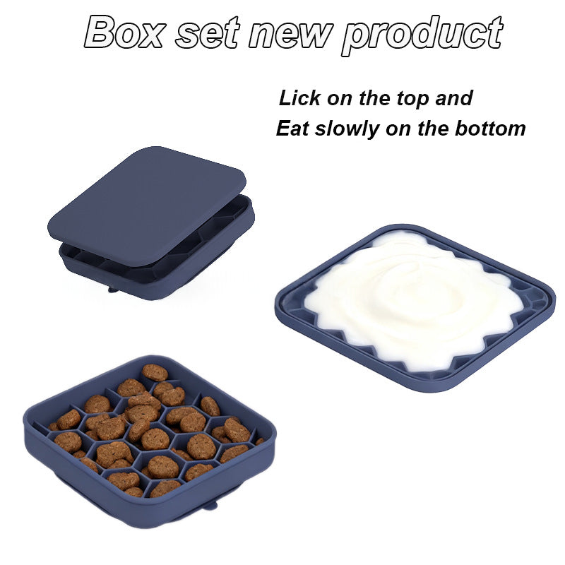 3-In-1 Honeycomb Slow Feeder Licking Dish With Lid