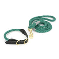 Pet Cowhide Woven Cotton Rope Dog Leash