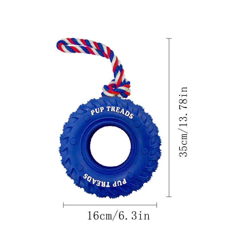 Dog Chew Toy With Rubber Tire & Tug Of War Rope For Medium Large Dogs Aggressive Chewers, Interactive Fetch Play Treat Dispenser Pull Toys