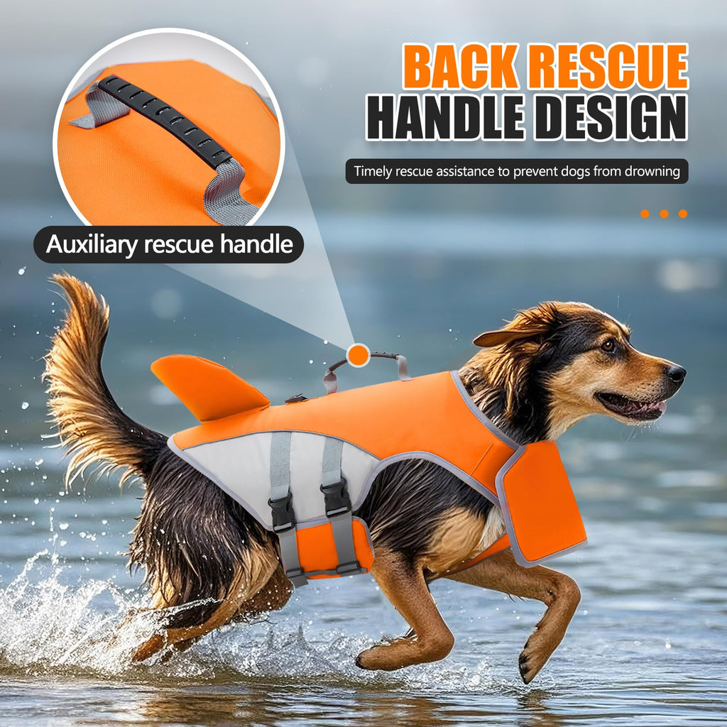 Shark Dog Life Jacket With Rescue Handle