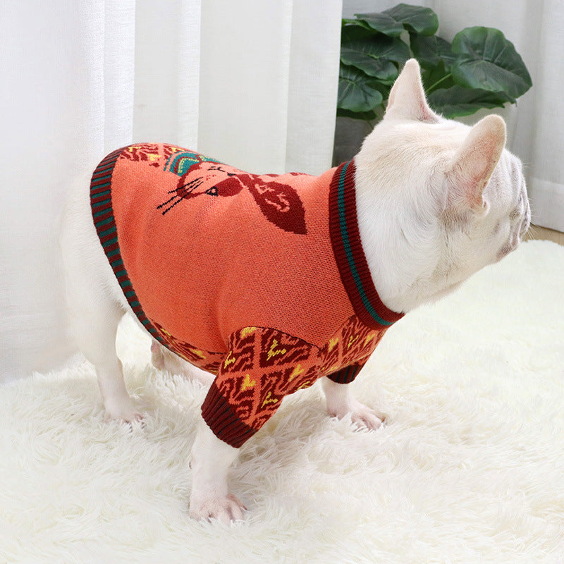 Button Cartoon Dog Sweater For Autumn And Winter