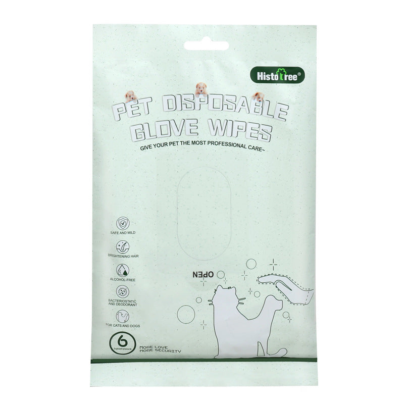 Pet Disposable Cleaning 6 Pieces Wet Tissue Gloves