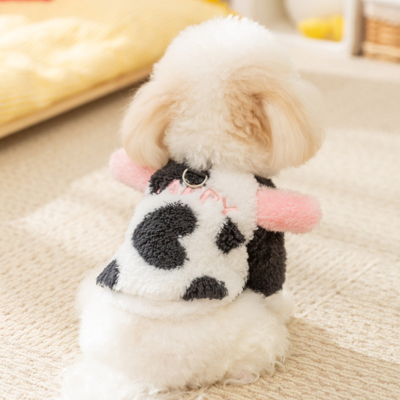Cute Fluffy Cow-Feet Winter Dog Jacket