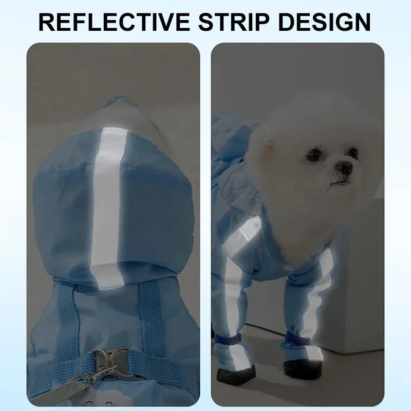 Pet Puppy Dog Raincoat Rain Jacket Coverage 4 Legs Full Body Protection Waterproof Rainboot Small Dogs Pet Teddy Raining Coat