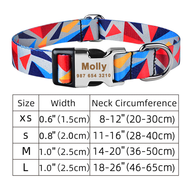 Adjustable Nylon Dog Collar With ID Tag
