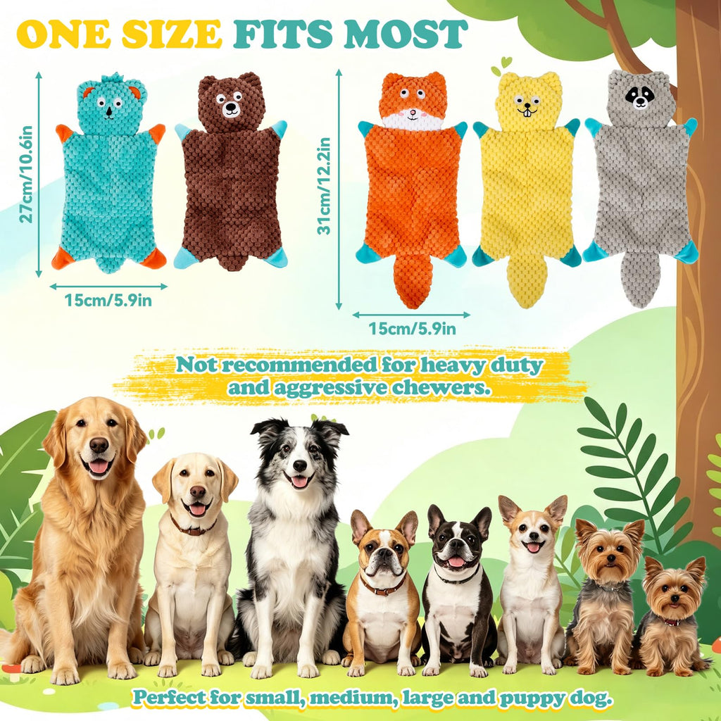 No Stuffing Squeaky Dog Toys For Samll Medium Large Breeds, 3 Pack Durable Plush Puppy Chew Toys For Teething And Boredom, Interactive Dog T