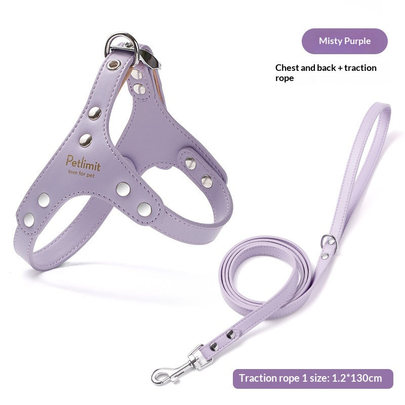 Leather Chest Harness and Leash for Small Dogs