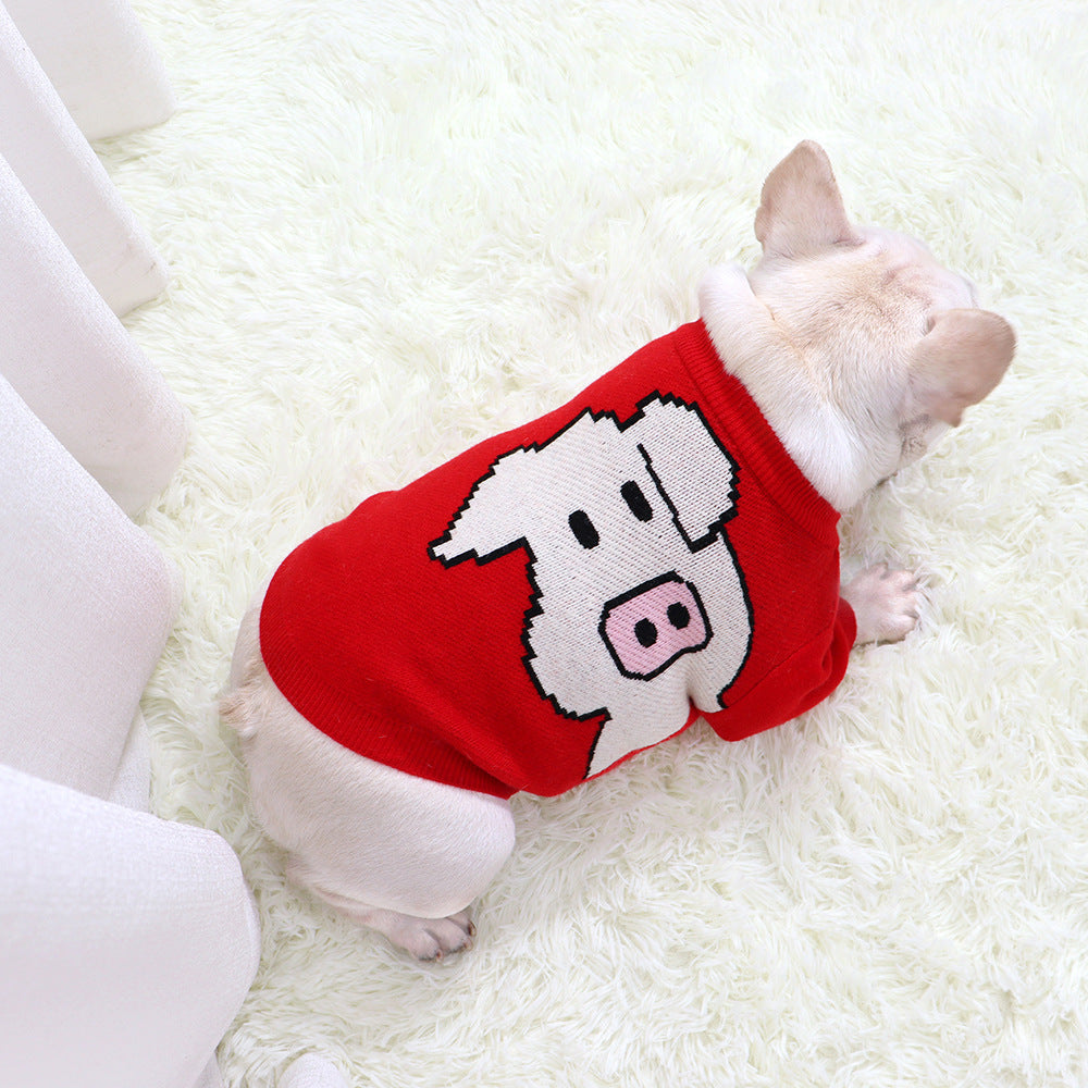 Fadou Clothes Sweater Sweater Pug Fat Dog Short Body Elastic Core Spun Yarn