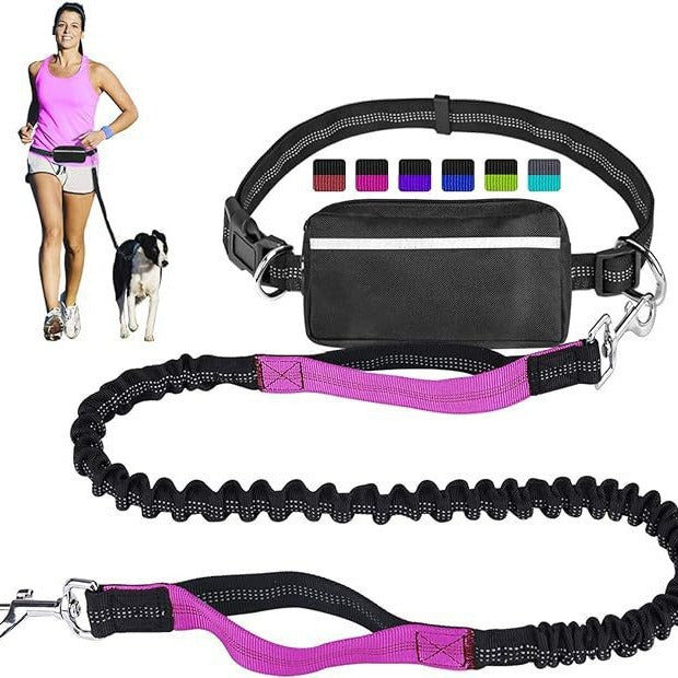 Reflective Dog Running Leash Set With Waist Bag